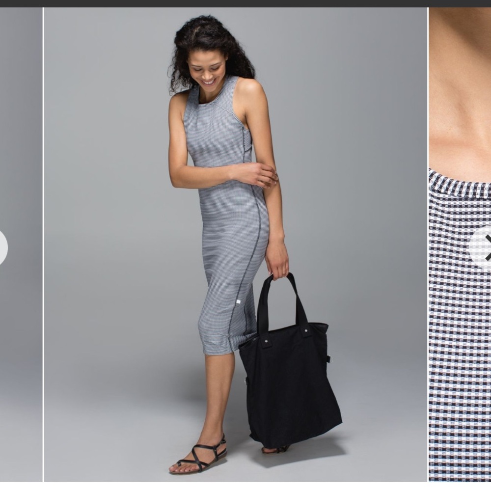 Lululemon Womens 2-4 Dress Picnic Play Gingham Check Luon Black White